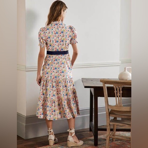 Boden Floral Midi Dress with Navy Accents - Picture 5 of 12